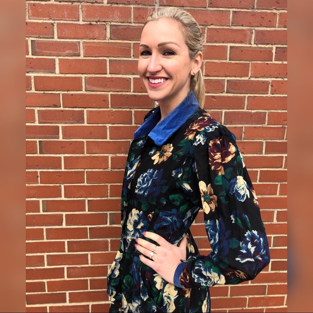 KENZO Paris Long Sleeve Floral Dress XS